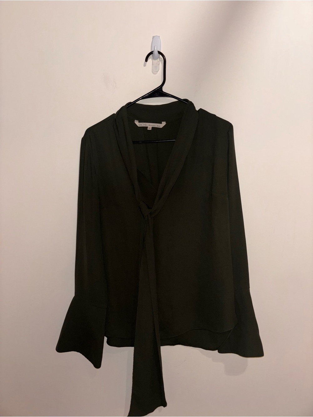 RACHEL Rachel Roy Black Tie-Neck Long Sleeve Blouse